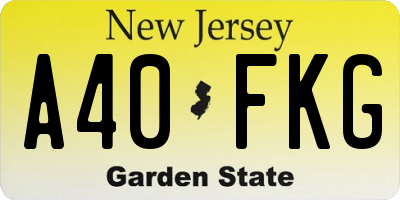 NJ license plate A40FKG