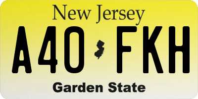 NJ license plate A40FKH
