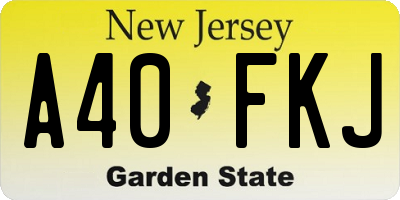 NJ license plate A40FKJ
