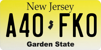 NJ license plate A40FKO