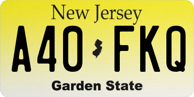 NJ license plate A40FKQ