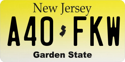 NJ license plate A40FKW