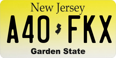 NJ license plate A40FKX