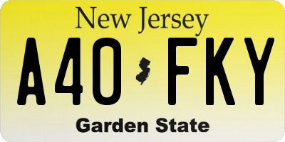 NJ license plate A40FKY