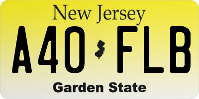NJ license plate A40FLB