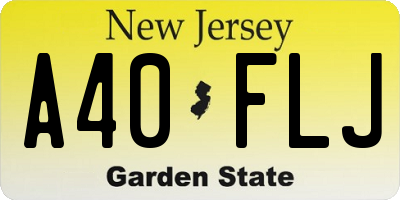 NJ license plate A40FLJ