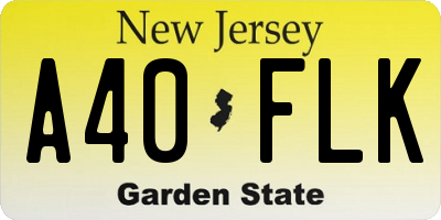 NJ license plate A40FLK
