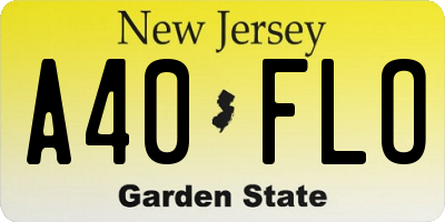 NJ license plate A40FLO