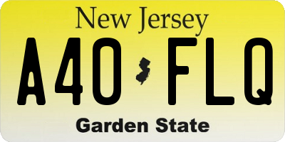 NJ license plate A40FLQ