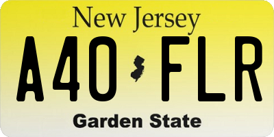 NJ license plate A40FLR