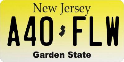 NJ license plate A40FLW