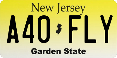 NJ license plate A40FLY