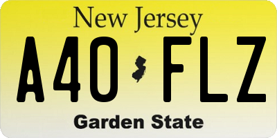 NJ license plate A40FLZ