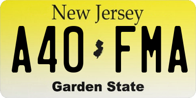 NJ license plate A40FMA