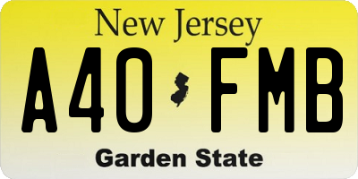 NJ license plate A40FMB