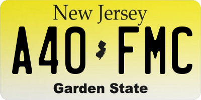 NJ license plate A40FMC