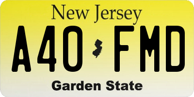 NJ license plate A40FMD