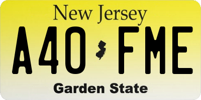 NJ license plate A40FME
