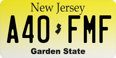 NJ license plate A40FMF