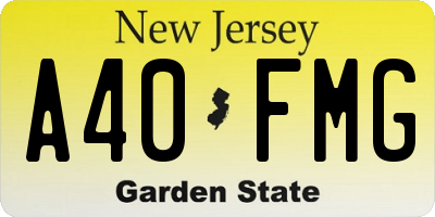 NJ license plate A40FMG