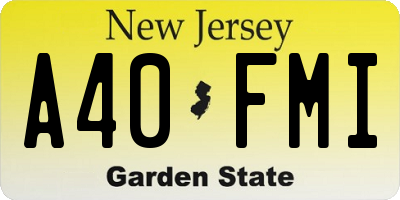 NJ license plate A40FMI