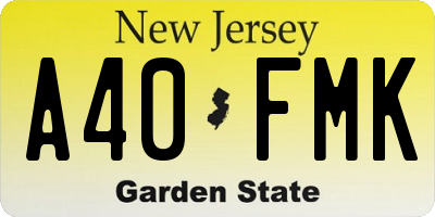 NJ license plate A40FMK