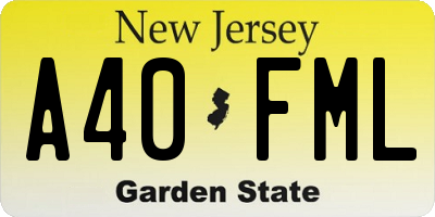NJ license plate A40FML