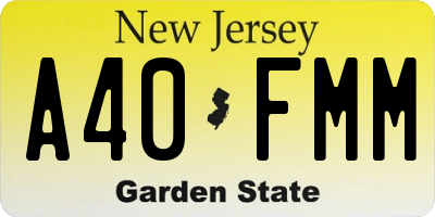 NJ license plate A40FMM