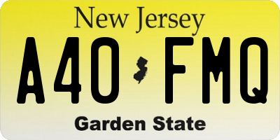 NJ license plate A40FMQ
