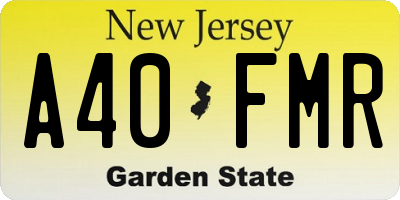 NJ license plate A40FMR