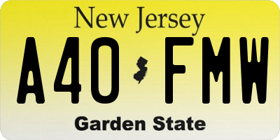 NJ license plate A40FMW