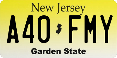 NJ license plate A40FMY