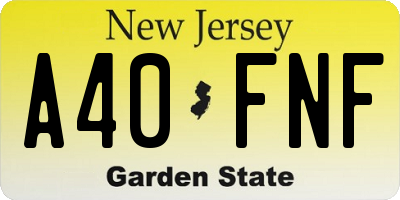 NJ license plate A40FNF
