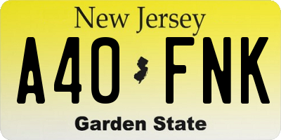 NJ license plate A40FNK