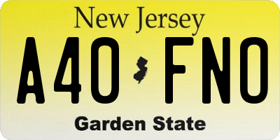 NJ license plate A40FNO