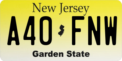 NJ license plate A40FNW