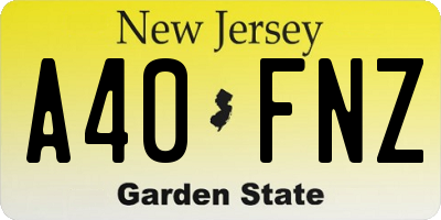 NJ license plate A40FNZ