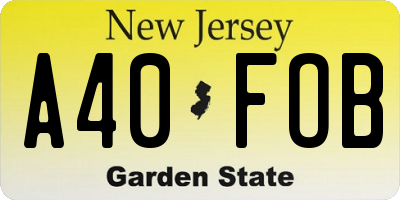 NJ license plate A40FOB
