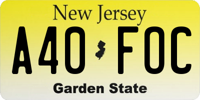 NJ license plate A40FOC