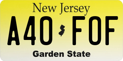 NJ license plate A40FOF