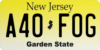 NJ license plate A40FOG
