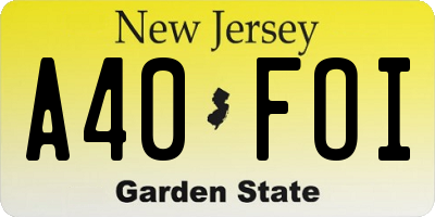 NJ license plate A40FOI