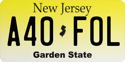 NJ license plate A40FOL