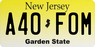 NJ license plate A40FOM