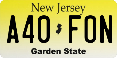 NJ license plate A40FON