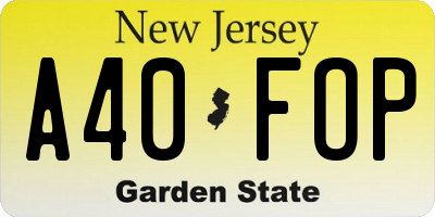 NJ license plate A40FOP