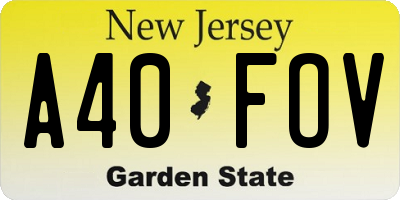 NJ license plate A40FOV