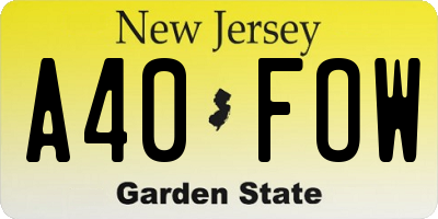 NJ license plate A40FOW