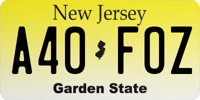 NJ license plate A40FOZ