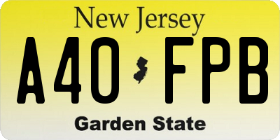 NJ license plate A40FPB